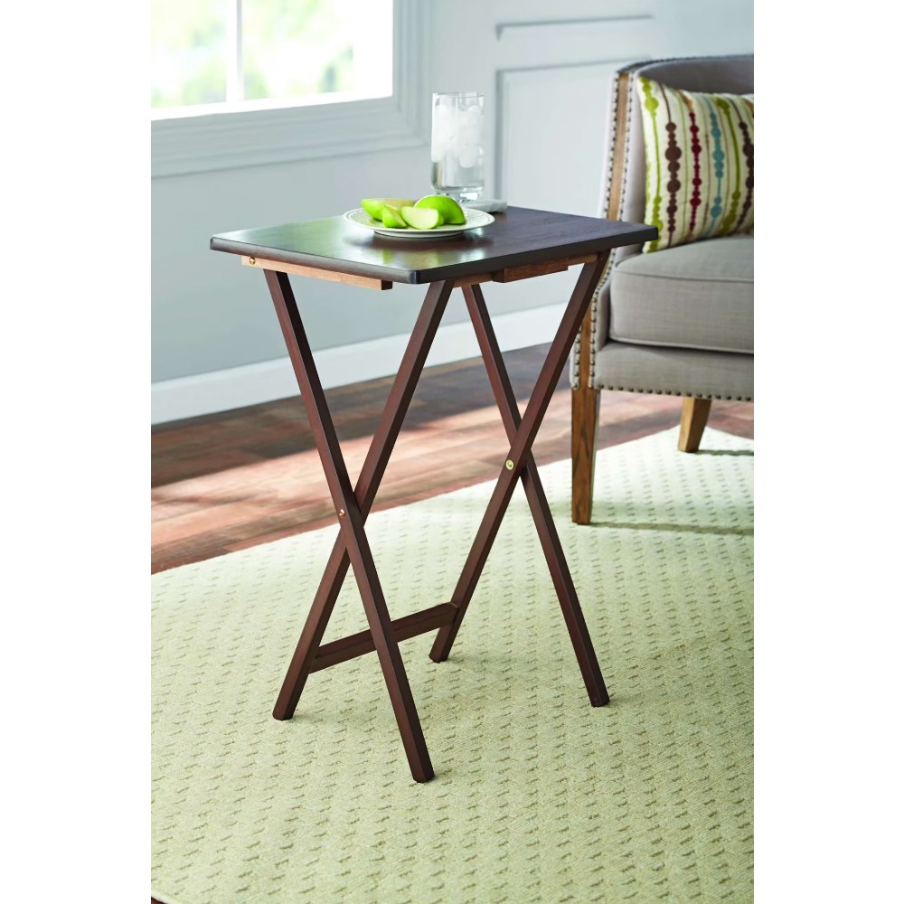 Desk Setup Equipment - Opklapbare tv-tafel van rubberhout met walnootafwerking,