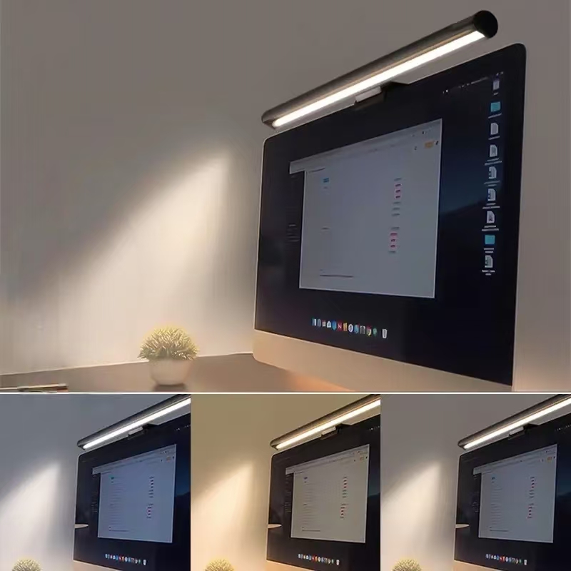 Yellow Desk Setup - Oogvriendelijke hangende bureaulamp met LED-monitorlamp –