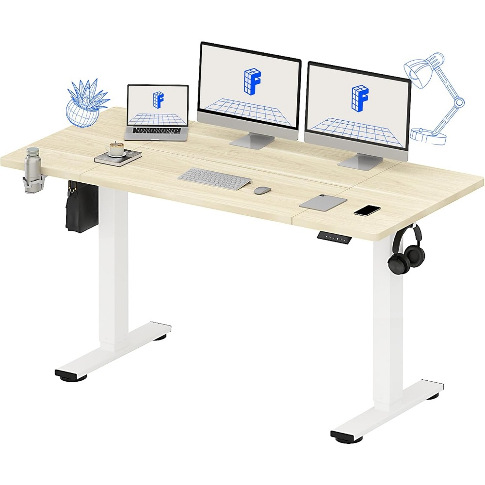 Setup Desk Monitor - FLEXISPOT 63x32 inch elektrisch sta-bureau, witte