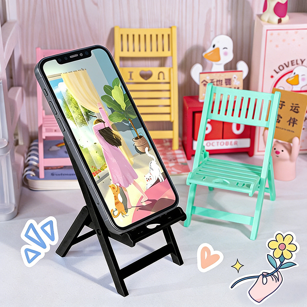 Desk Setup Dorm - Mini opvouwbare stoel Telefoonstandaard Bureau Smartphonestandaard