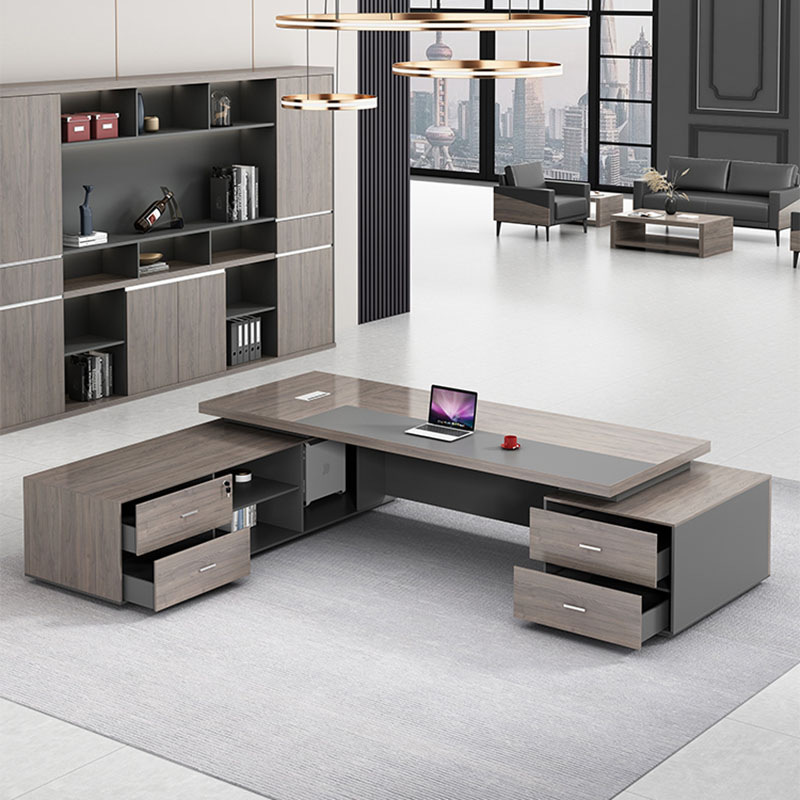 L Shaped Desk Setup - Bureau Luxe opbergruimte L-vormig Europees kantooropstelling