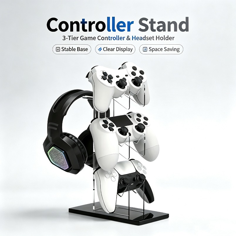 Desk Setup Ps5 - Controllerhouder met headset-hanger 3-laags game-opbergrek Stevige