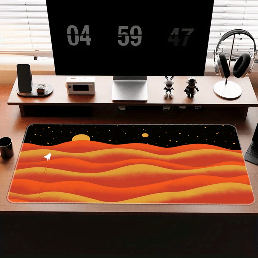 Yellow Desk Setup - Antislip gaming-muismat, met night vortex-design -