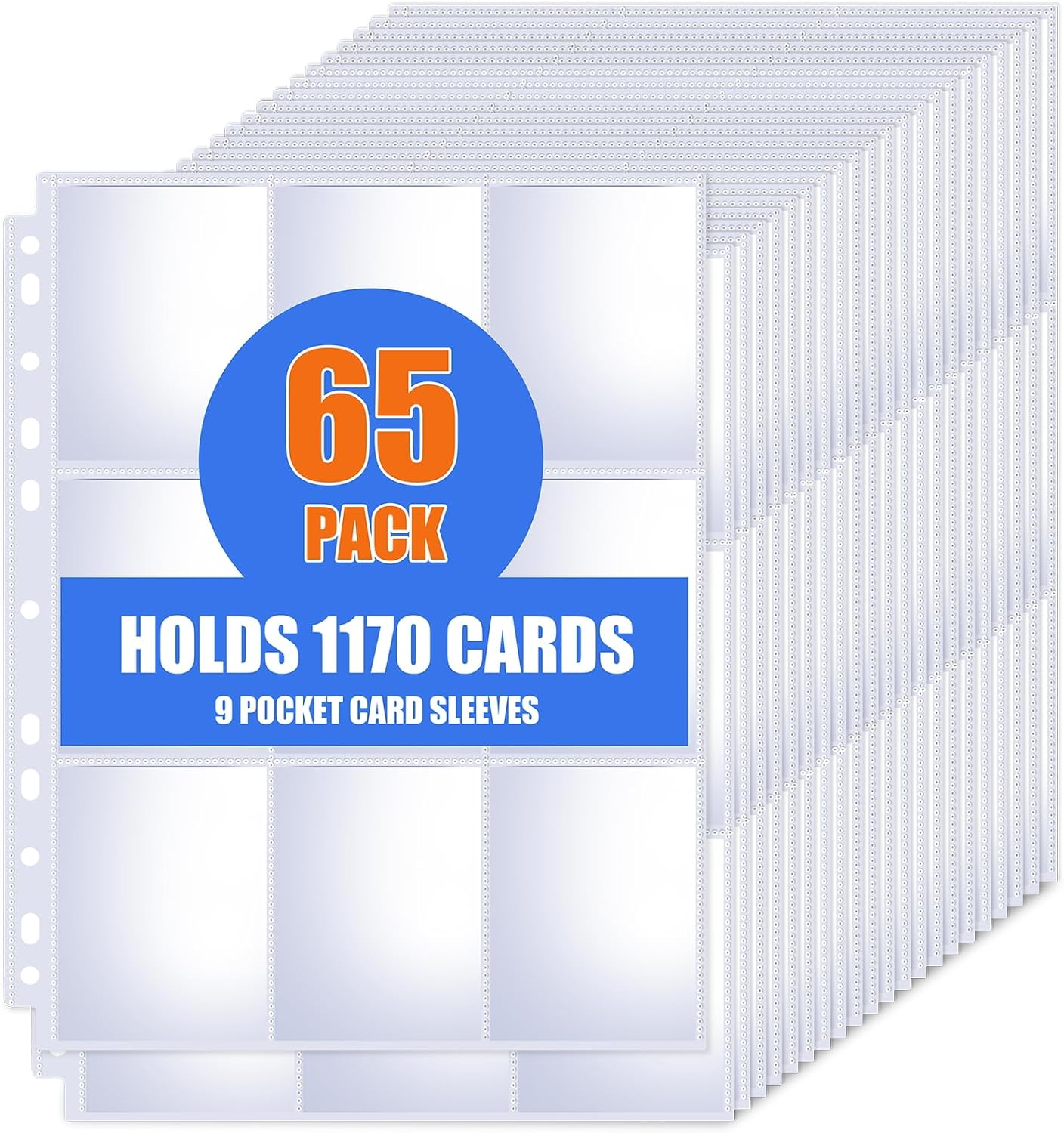 Ring Binder Box - 65-pack 9-vakjes kaarthouders voor 3-ringband, biedt