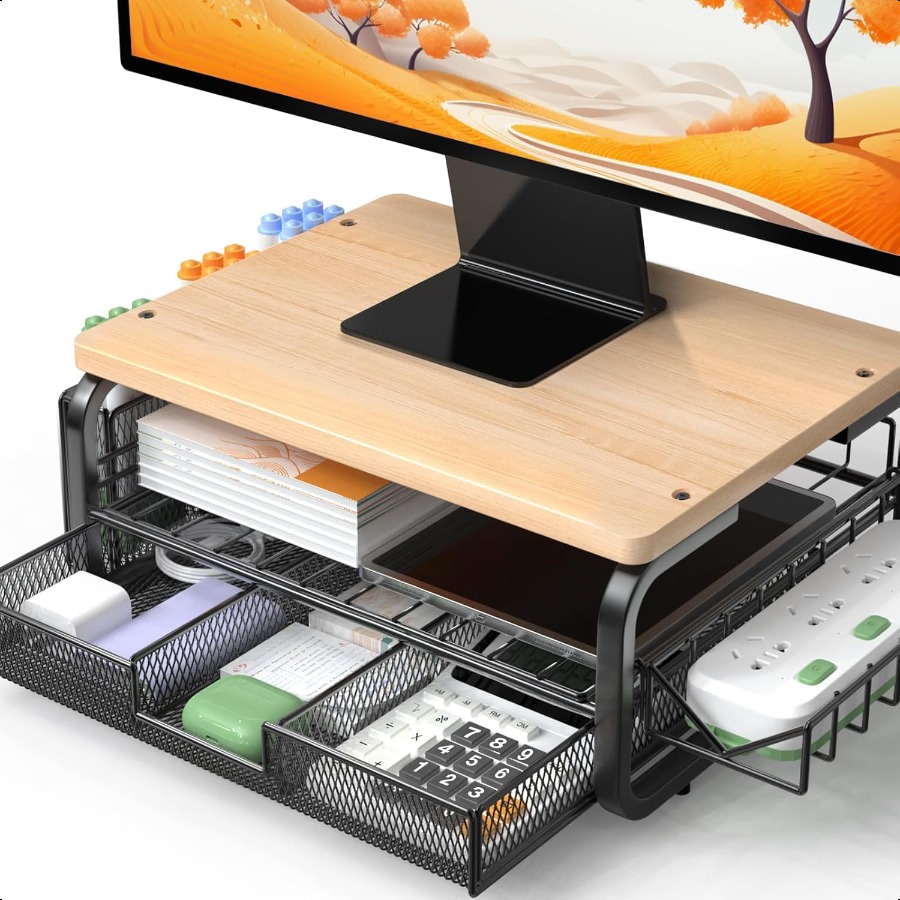 Monitor Riser Wood - Hoogwaardige houten monitorstandaard Riser Monitorstandaard met
