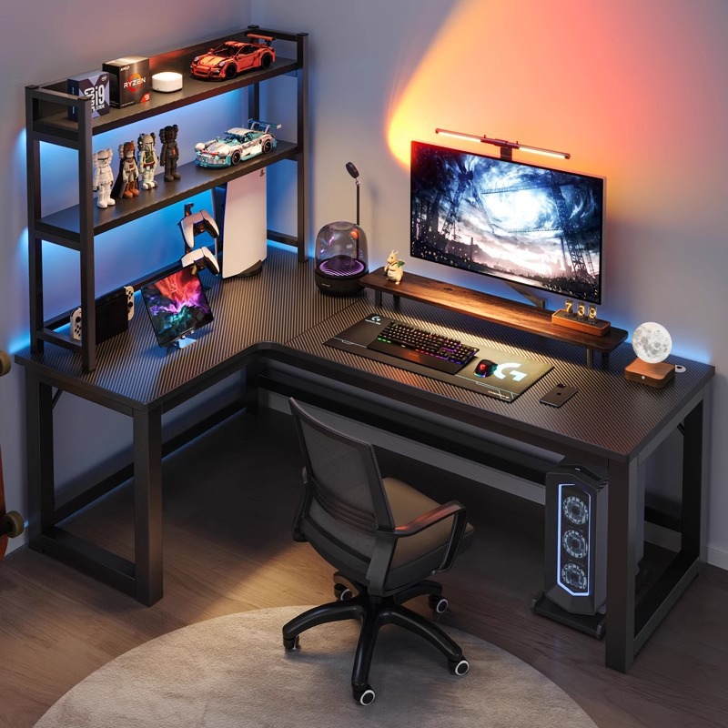 L Shaped Desk Setup - Computerbureau Hoektafel voor thuis Studeertafel Bureau