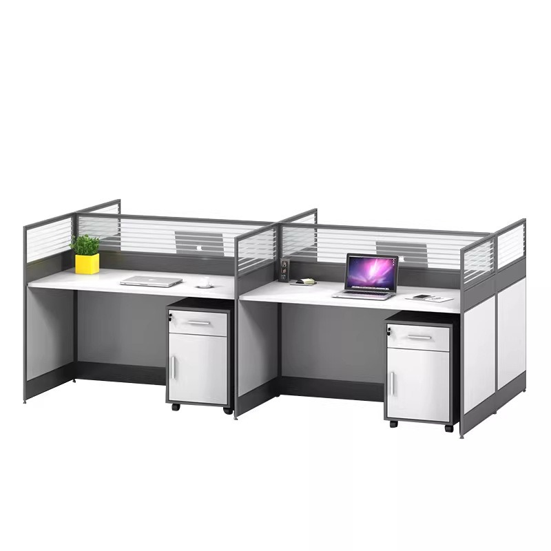L Shaped Desk Setup - Witte bureauhoekopstelling voor 2, 4 of