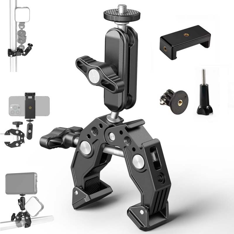 Monitor Arm Clamp - Universele aluminium superklem met dubbele kogelkop