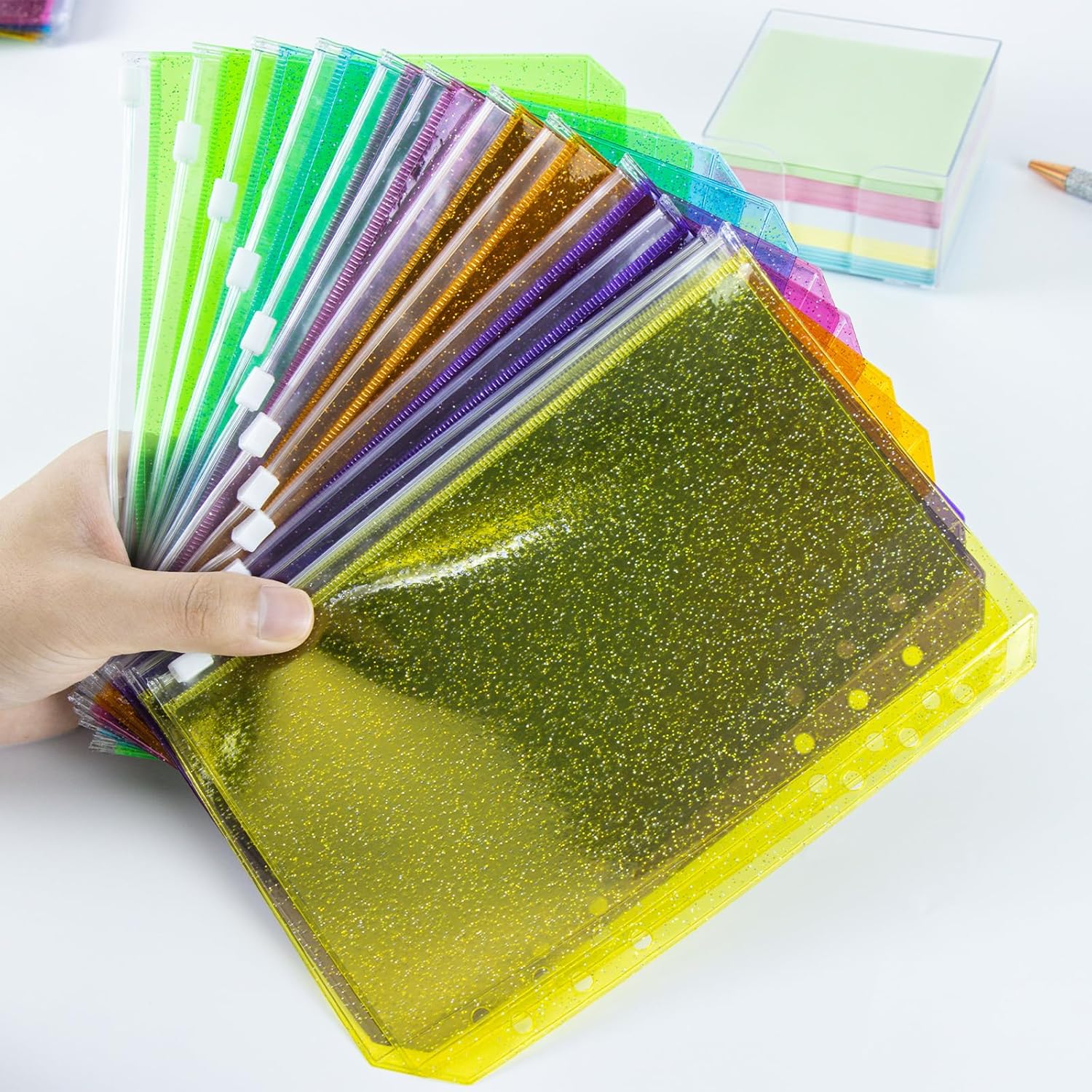 Ring Binder Box - Nieuwe A5/A6 Ritszakjes 6 Kleuren Glitter
