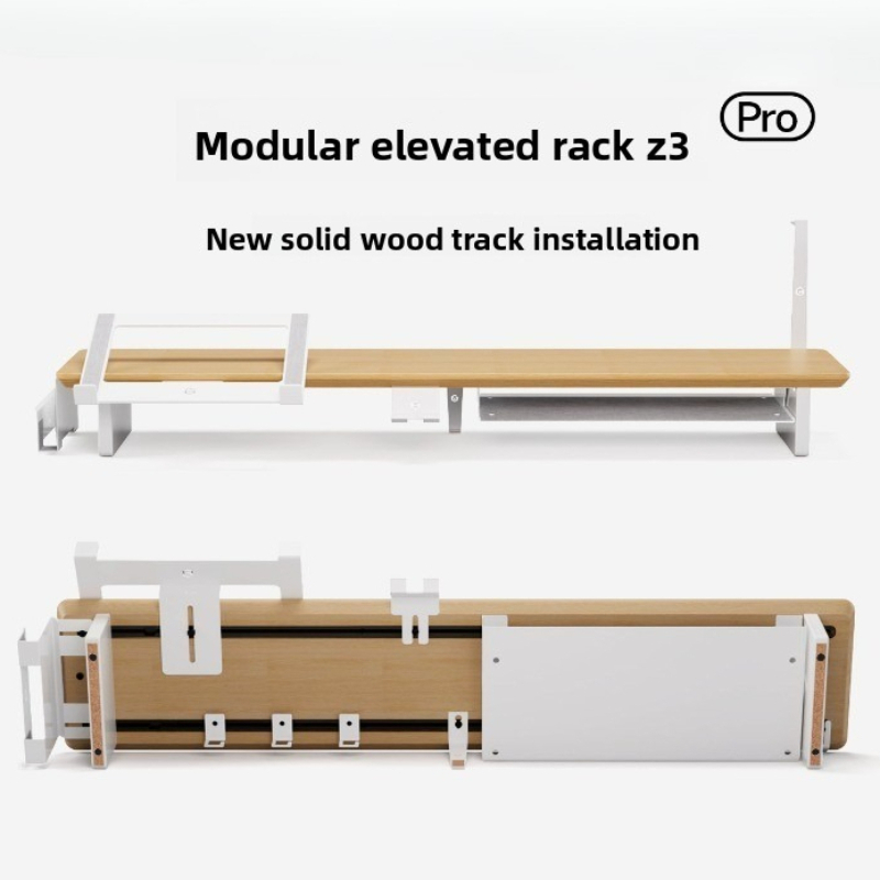 Monitor Riser Wood - Moderne massief houten monitorstandaard, modulaire computerbureau-organizer,