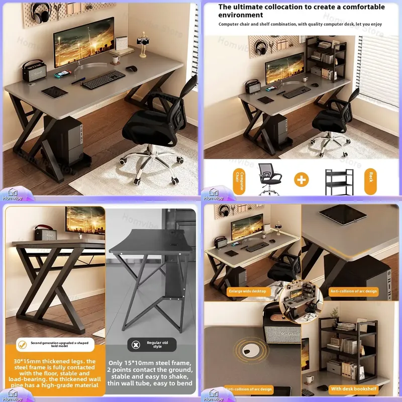 L Shaped Desk Setup - Modern houten computerbureau voor thuiskantoor, gaming