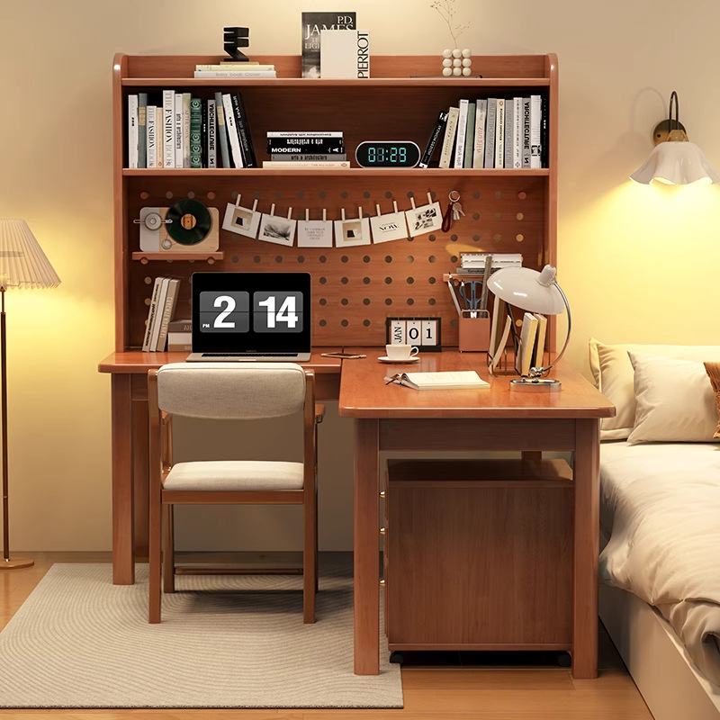 L Shaped Desk Setup - Modern 7-delige L-vormig bureau van massief