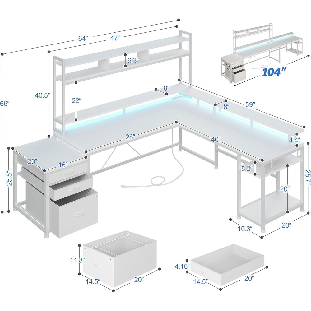 104-inch L-vormig bureau voor  - L Shaped Desk Setup recensie en prijs