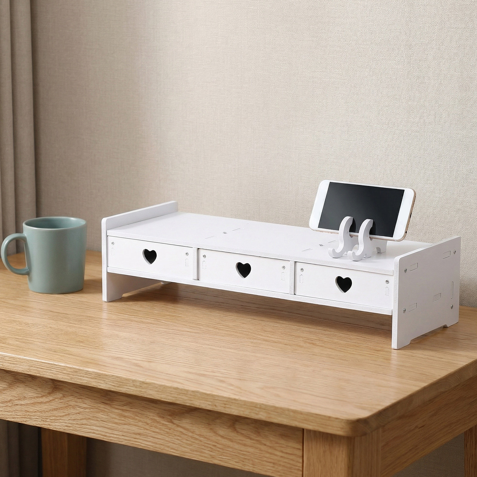 Elegante monitorverhoger met l - Monitor Riser Wood recensie en prijs