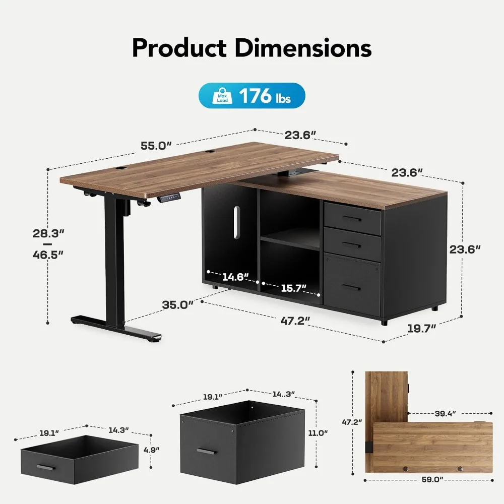 HUANUO 55 Inch L-vormig sta-bu - L Shaped Desk Setup recensie en prijs