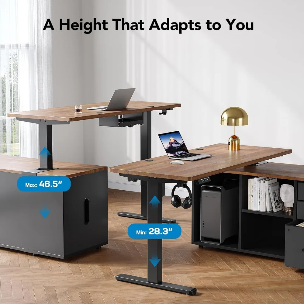 HUANUO 55 Inch L-vormig sta-bu - L Shaped Desk Setup recensie en prijs