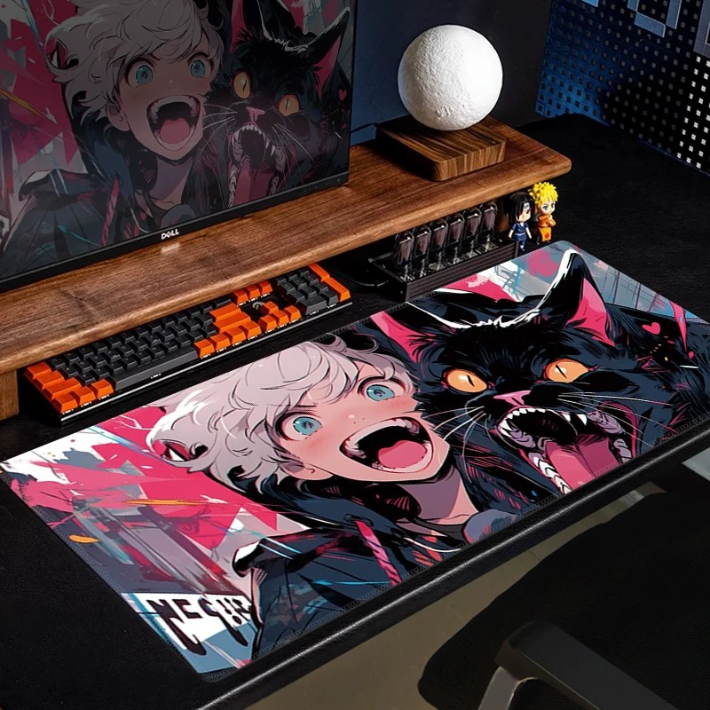 Anime Black Cat Gaming Muismat - Yellow Desk Setup recensie en prijs