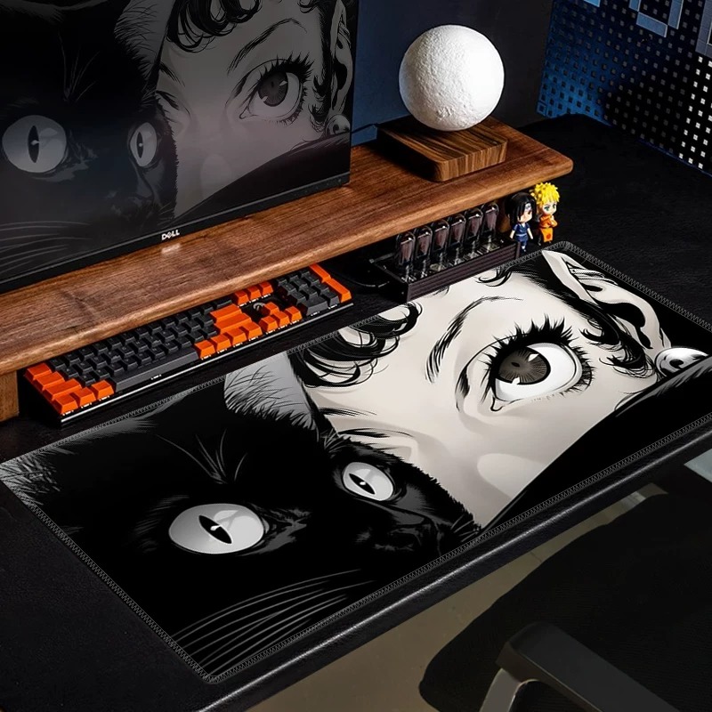 Anime Black Cat Gaming Muismat - Yellow Desk Setup recensie en prijs