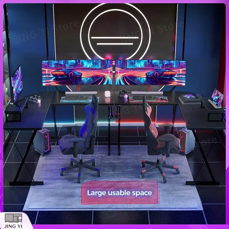 L-vormig gamingbureau met moni - L Shaped Desk Setup recensie en prijs