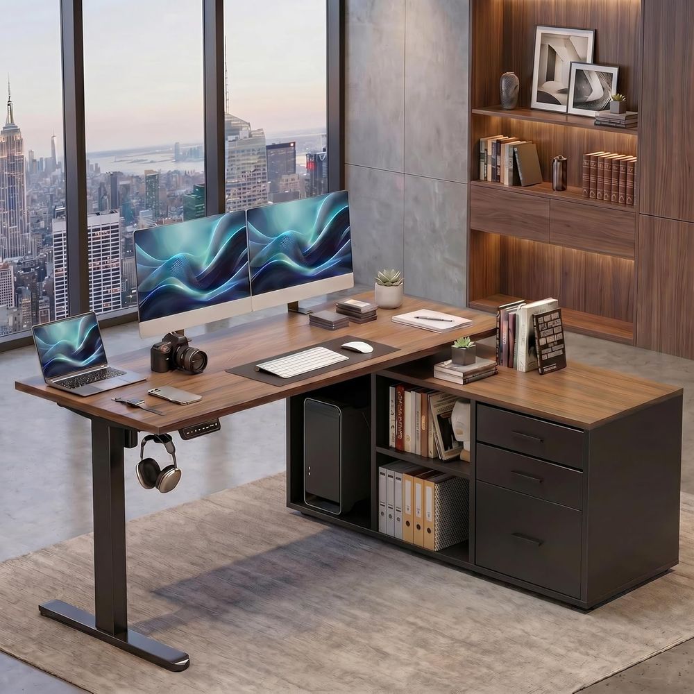 55 inch L-vormig sta-bureau me - L Shaped Desk Setup recensie en prijs